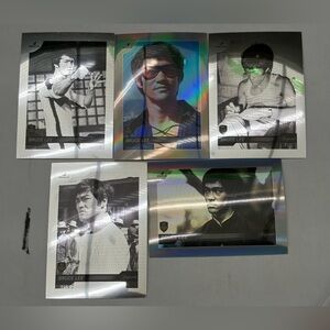 All 5 Bruce Lee Dragon 2024 Silver Chrome Refractor MMA Movie Cards BV $50